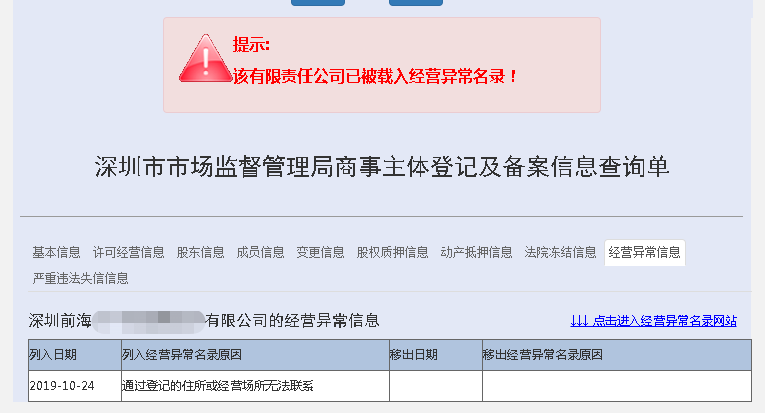 經(jīng)營(yíng)異常名錄